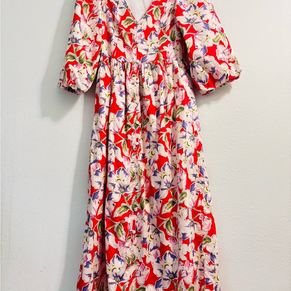 TYLER BOE sabrina watercolor floral midi dress Extra Small Excellent Condition - Picture 8 of 10